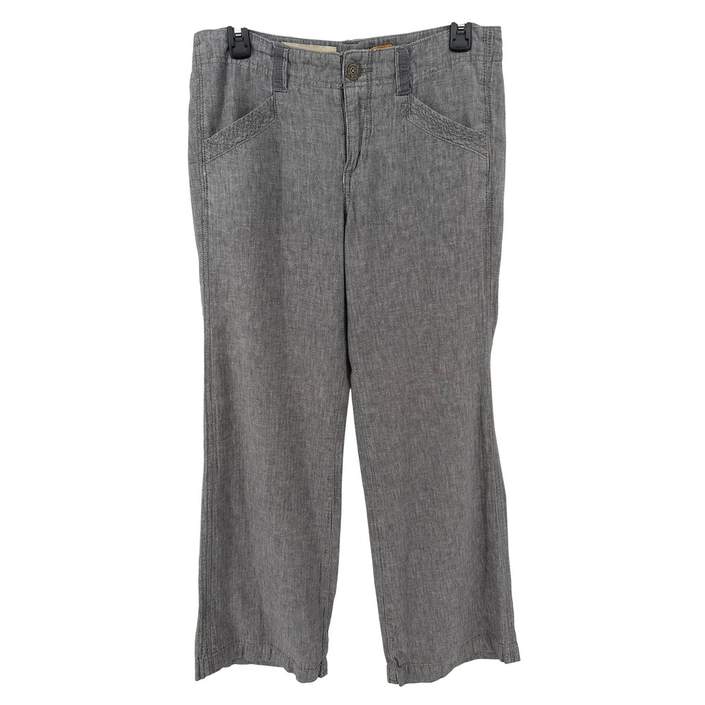 Anthropologie Pilcro Linen Blend Wide Leg Pants Size 6 Grey Coastal Relaxed Boho